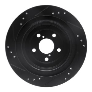 Subaru Impreza Brake Rotor (1) - Rear Right - R1 Concepts - Drilled & Slotted - Black - `05-`09
